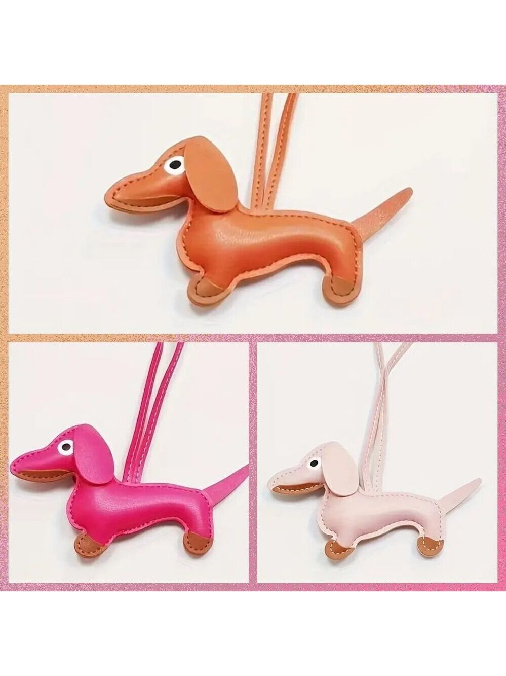 Puffy Large Dachshund Dog Purse and Bag Accessory or Keychain Orange